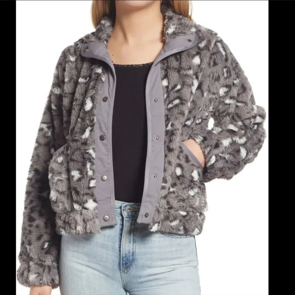 Leopard Print Faux Fur Jacket